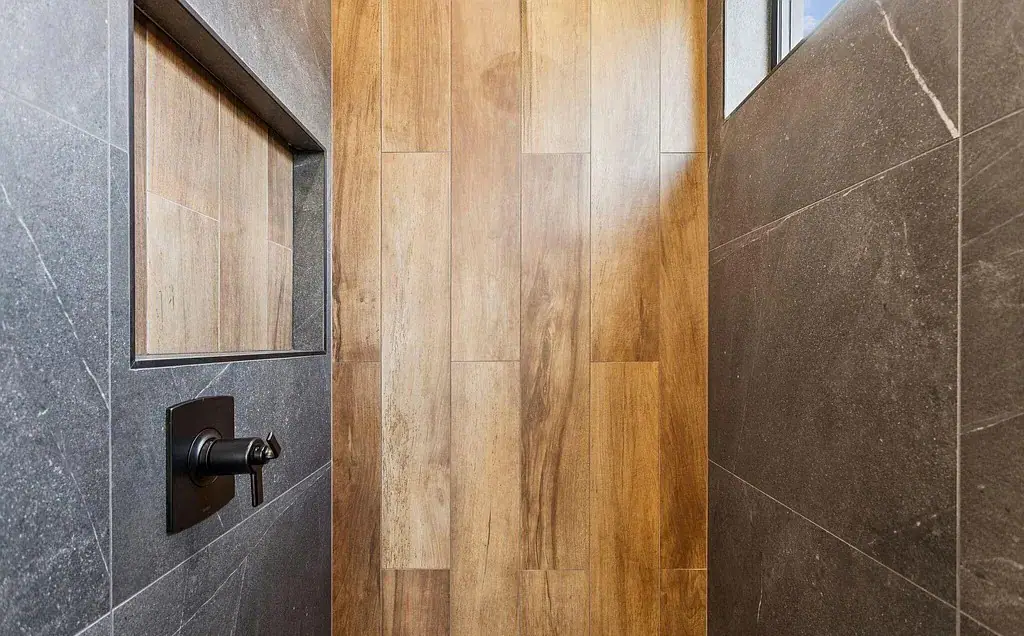 Luxury shower tile detail in Park City bathroom remodel