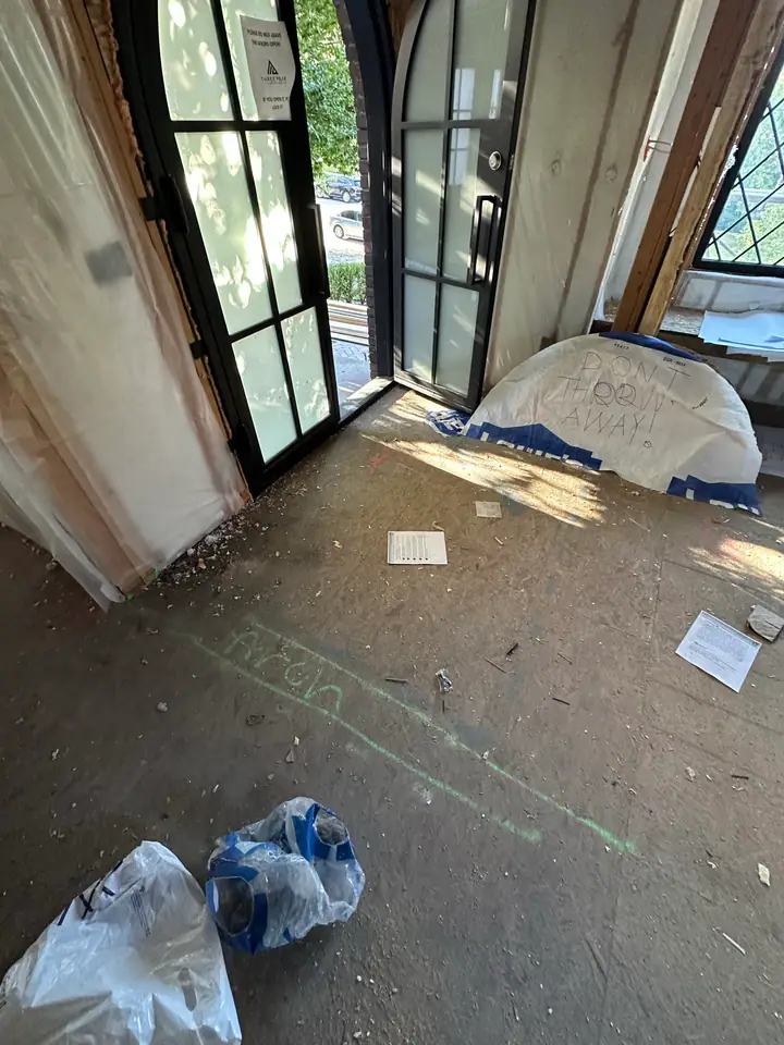 HVAC ductwork installation in new framing, insulated flex duct and rigid metal trunk lines sized for the addition