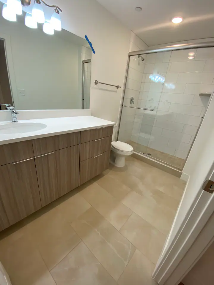Primary bathroom alternate angle showing full layout